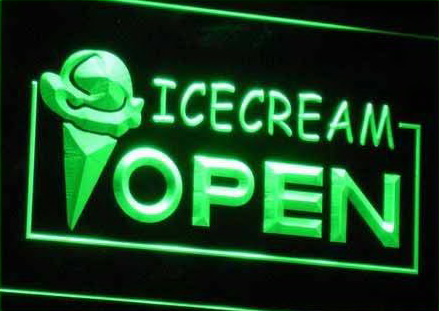 Open Ice cream Ads LED Light Sign